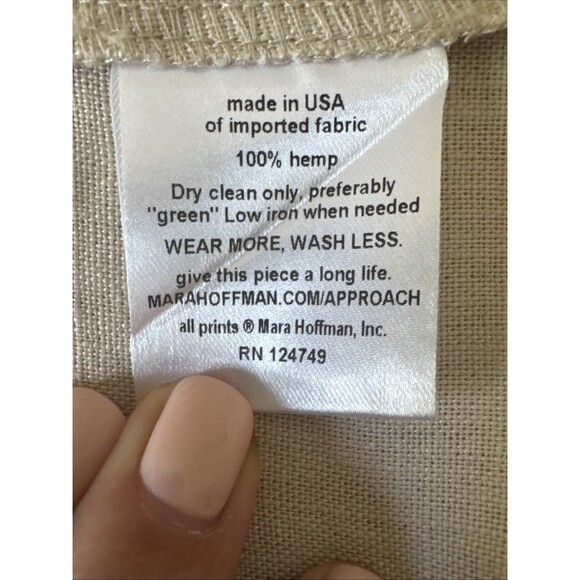 Mara Hoffman Size 4 100% Hemp Maxi Beige Dress Tie Front USA Made - Picture 7 of 16